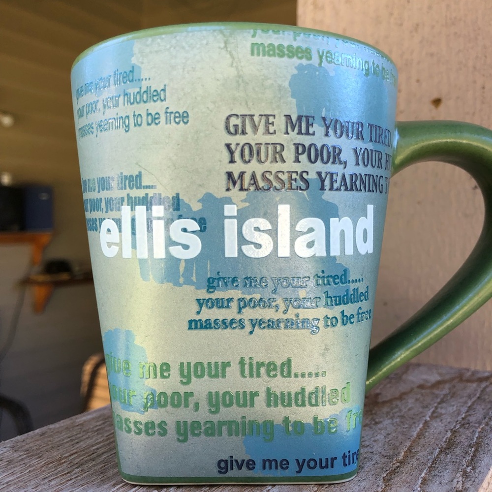 Ellis Island mug by Smith Western Co heavy green